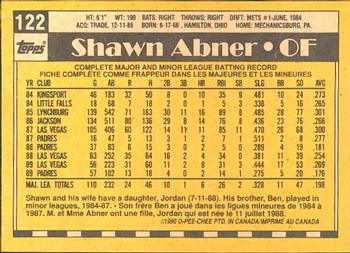 1990 O-Pee-Chee #122 Shawn Abner Back