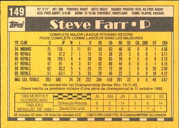 1990 O-Pee-Chee #149 Steve Farr Back