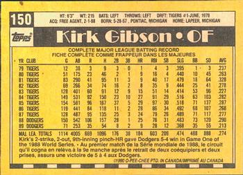 1990 O-Pee-Chee #150 Kirk Gibson Back