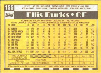 1990 O-Pee-Chee #155 Ellis Burks Back