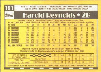 1990 O-Pee-Chee #161 Harold Reynolds Back