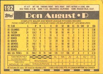 1990 O-Pee-Chee #192 Don August Back