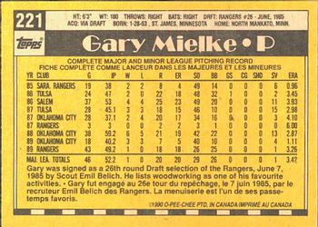 1990 O-Pee-Chee #221 Gary Mielke Back