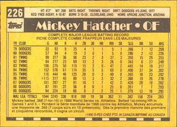 1990 O-Pee-Chee #226 Mickey Hatcher Back