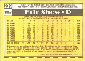 1990 O-Pee-Chee #239 Eric Show Back