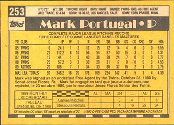 1990 O-Pee-Chee #253 Mark Portugal Back