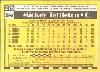 1990 O-Pee-Chee #275 Mickey Tettleton Back