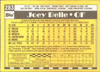 1990 O-Pee-Chee #283 Joey Belle Back