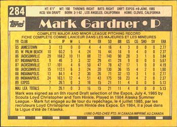 1990 O-Pee-Chee #284 Mark Gardner Back