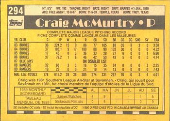 1990 O-Pee-Chee #294 Craig McMurtry Back