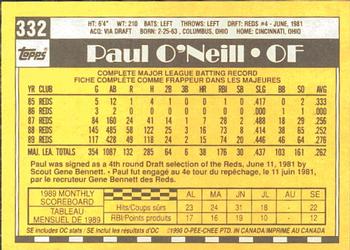 1990 O-Pee-Chee #332 Paul O'Neill Back