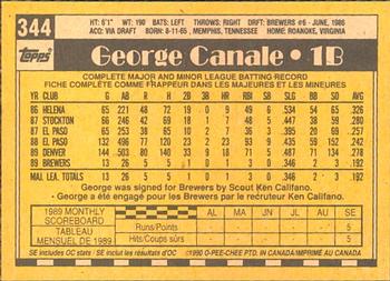 1990 O-Pee-Chee #344 George Canale Back
