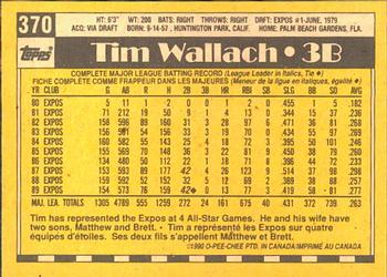 1990 O-Pee-Chee #370 Tim Wallach Back