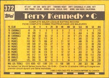 1990 O-Pee-Chee #372 Terry Kennedy Back