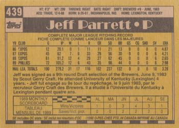 1990 O-Pee-Chee #439 Jeff Parrett Back