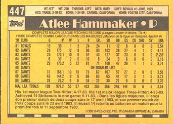 1990 O-Pee-Chee #447 Atlee Hammaker Back
