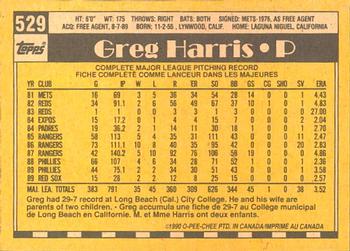 1990 O-Pee-Chee #529 Greg Harris Back