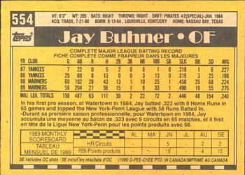 1990 O-Pee-Chee #554 Jay Buhner Back