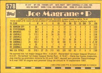 1990 O-Pee-Chee #578 Joe Magrane Back