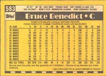 1990 O-Pee-Chee #583 Bruce Benedict Back