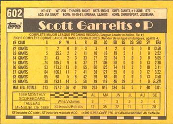 1990 O-Pee-Chee #602 Scott Garrelts Back