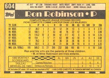1990 O-Pee-Chee #604 Ron Robinson Back