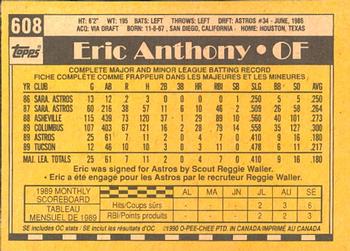 1990 O-Pee-Chee #608 Eric Anthony Back