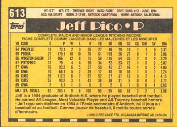 1990 O-Pee-Chee #613 Jeff Pico Back