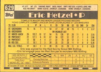 1990 O-Pee-Chee #629 Eric Hetzel Back