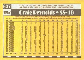 1990 O-Pee-Chee #637 Craig Reynolds Back