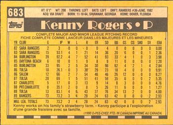 1990 O-Pee-Chee #683 Kenny Rogers Back