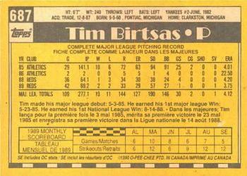 1990 O-Pee-Chee #687 Tim Birtsas Back