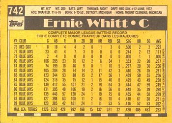 1990 O-Pee-Chee #742 Ernie Whitt Back