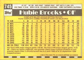 1990 O-Pee-Chee #745 Hubie Brooks Back