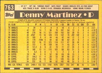 1990 O-Pee-Chee #763 Denny Martinez Back