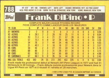 1990 O-Pee-Chee #788 Frank DiPino Back