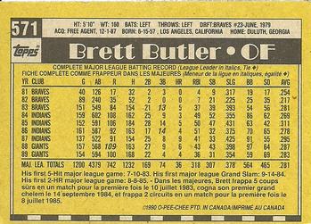 1990 O-Pee-Chee #571 Brett Butler Back