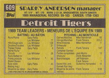 1990 O-Pee-Chee #609 Sparky Anderson Back