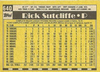 1990 O-Pee-Chee #640 Rick Sutcliffe Back