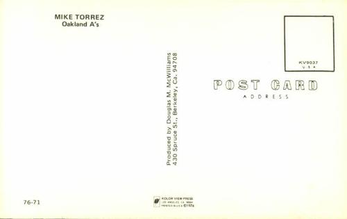 1976 Doug McWilliams Postcards #76-71 Mike Torrez Back