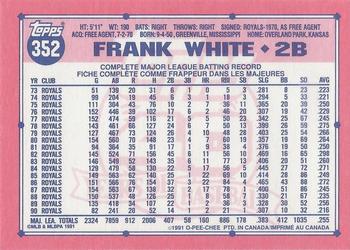1991 O-Pee-Chee #352 Frank White Back
