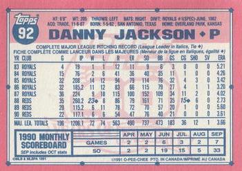 1991 O-Pee-Chee #92 Danny Jackson Back