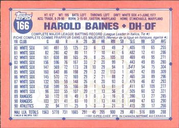 1991 O-Pee-Chee #166 Harold Baines Back