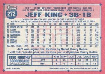 1991 O-Pee-Chee #272 Jeff King Back