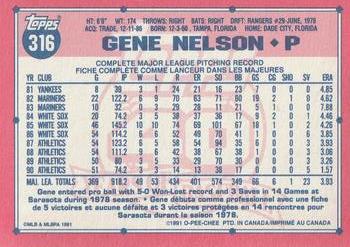 1991 O-Pee-Chee #316 Gene Nelson Back