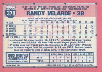 1991 O-Pee-Chee #379 Randy Velarde Back