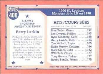 1991 O-Pee-Chee #400 Barry Larkin Back