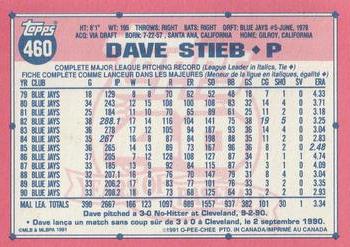 1991 O-Pee-Chee #460 Dave Stieb Back