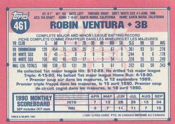 1991 O-Pee-Chee #461 Robin Ventura Back