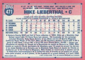 1991 O-Pee-Chee #471 Mike Lieberthal Back